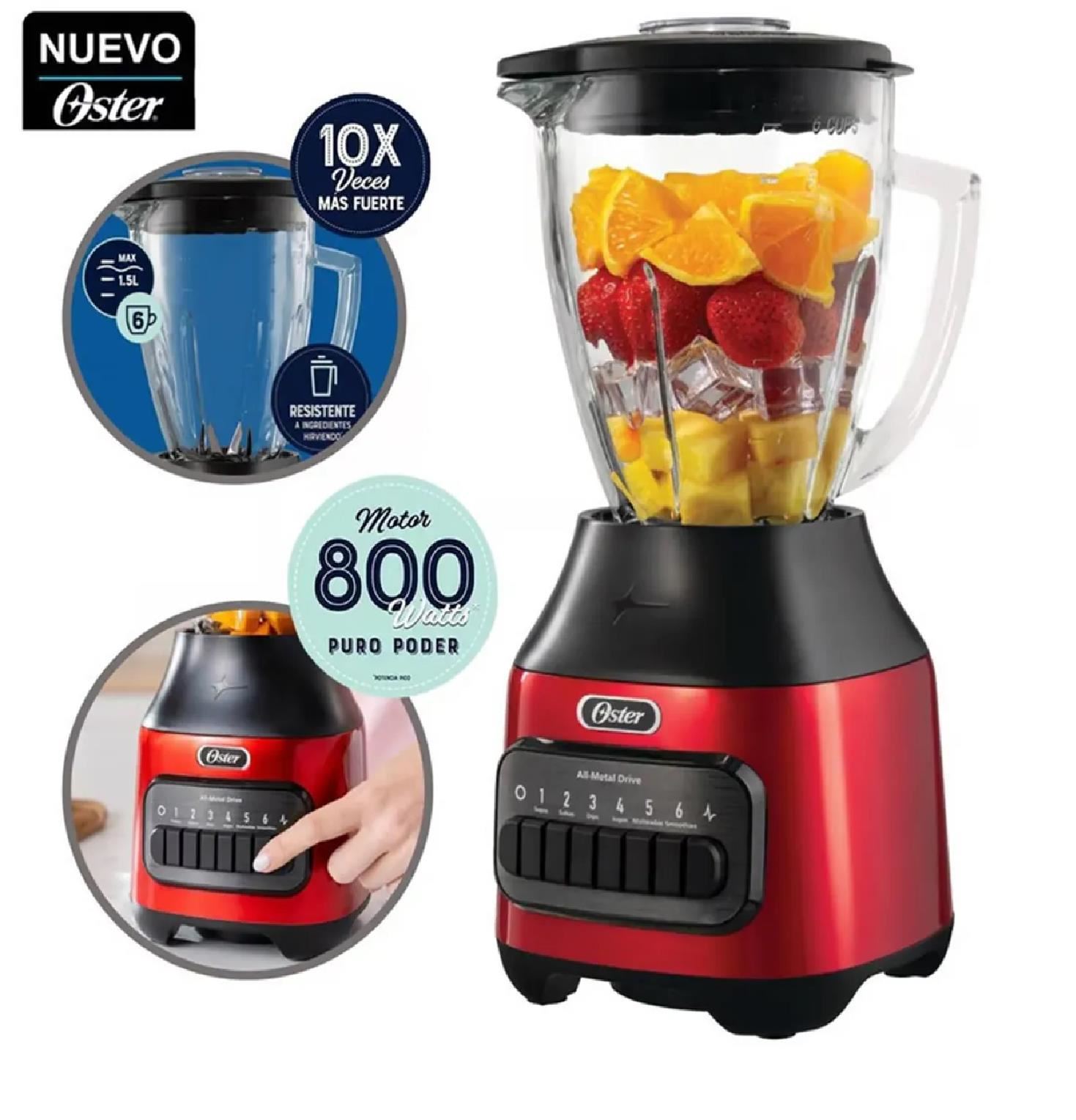Licuadora Oster BLSTPEG-CPB de 1.5L con 6 Velocidades 600W – Rojo